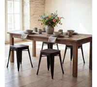lot de 4 tabourets HWC-A73 avec assise en bois, tabouret métallique, métal design industriel empilable ~ noir