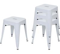 lot de 4 tabourets HWC-A73, tabouret métallique, métal design industriel empilable ~ blanc