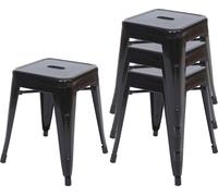lot de 4 tabourets HWC-A73, tabouret métallique, métal design industriel empilable ~ noir