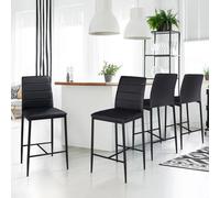 IDMarket - Lot de 4 tabourets Romane en PVC Noir Design Contemporain chaises de Bar rembourrées