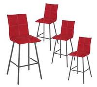 Lot de 4 Tabourets Rouges Hauteur H76cm - LAGOS -