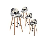 AltoBuy MOZAIK - Lot de 4 Tabourets Scandinaves Noirs et Blancs