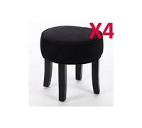 Lot de 4 Tabourets VELOURS Noir, L 35 x P 35 x H 35 cm --