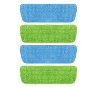 Lot de 4 tampons de nettoyage réutilisables en microfibre pour balai vaporisateur de 13 à 15 pouces, recharges de rechange pour nettoyage humide et sec, tampons de nettoyage des sols (bleu et vert)