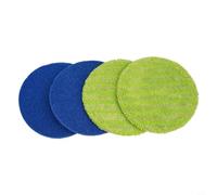Lot de 4 tampons de rechange pour balai électrique de 16 cm, lavables, sans fil, rechargeables pour le nettoyage du sol, bleu/vert, réutilisables et lavables
