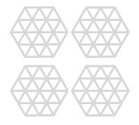 Lot de 4 tapis de cuisine en silicone extra épais, résistants à la chaleur, multi-usages, antidérapants pour casseroles chaudes, plaques, plats, repose-cuillère, dessous de verre (triangle blanc)