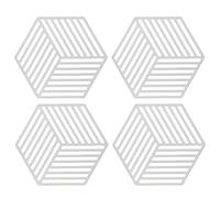 Lot de 4 tapis de cuisine en silicone extra épais, résistants à la chaleur, multi-usages, antidérapants pour casseroles chaudes, plaques, plats, repose-cuillère, dessous de verre (diamant blanc)