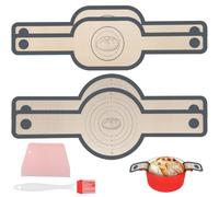 Lot de 4 tapis de cuisson en silicone pour four néerlandais, boucle à pain avec longues poignées réutilisables, avec grattoir et pinceau, tapis de cuisson pour casserole à pain et four, passe au