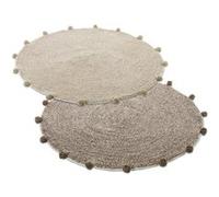 Lot de 4 tapis rond avec pompons moquette en coton coloris beige/marron - Diamètre 80 cm -JUANIO- Beige G