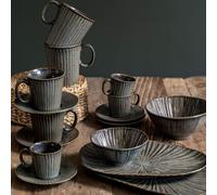 Table Passion Lot de 4 tasses à café Liv 22 cl avec sous-tasses en porcelaine bleue