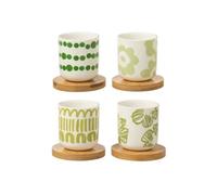 Lot de 4 Tasses à Café & Sous-Tasses "Fiesta Sud" 10cl Vert