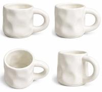Lot de 4 tasses à thé en céramique avec anse - 200-299 ml - couleur sable - adaptées au micro-ondes et au lave-vaisselle - tasses à thé tendance 7,6 x 8 x 12,8 cm