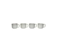 Lot de 4 tasses en grès blanc, rondes, motif délicat, boîte cadeau, pour café/thé - Pomax, Tulua - Ø9x7 cm
