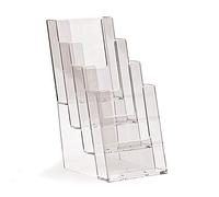Lot de 4 Taymar DIN long (DL) Présentoir de table pour prospectus, présentoir de flyers comme support de table pour prospectus avec 4 étages