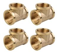 Lot de 4 Té en Laiton 3/4 Pouce Filetage Femelle - Répartiteur 3 Voies, Raccord de Tuyauterie pour Conduite d'Eau Principale, Radiateur, Chauffage au Sol et Pompe de Piscine