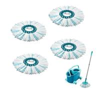 Lot de 4 têtes de rechange compatibles avec Leifheit Clean Twist Disc Mop Ergo, housse de rechange avec système à 2 fibres, lavable jusqu'à 60 °C, pour carrelage, stratifié, bois
