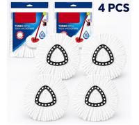 Lot de 4 têtes de serpillière microfibre compatibles avec Vileda Turbo 2 en 1 EasyWring & Clean, blanc