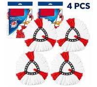 Lot de 4 têtes de serpillière microfibre compatibles avec Vileda Turbo 2 en 1 EasyWring & Clean, rouge et blanc
