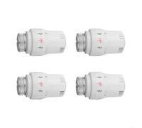 Lot de 4 têtes de valve thermostatique pour radiateur M30 x 1,5 mm, contrôle de température réglable à 5 niveaux, pour systèmes de chauffage, remplacement TRV en alliage et plastique, blanc