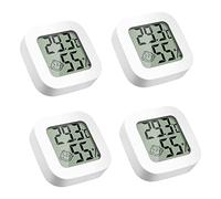 Lot de 4 thermomètres hygromètres numériques d'intérieur - Mini thermomètre hygromètre de chambre - Mesureur de température et d'humidité avec interrupteur pour chambre de bébé, salon, bureau, serre
