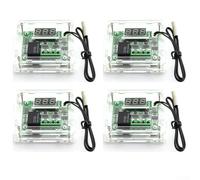 Lot de 4 thermostats numériques LED 12 V pour modules de contrôleur de température W1209 avec boîtier et fonctions de synchronisation et de comptage programmables (LED bleue)