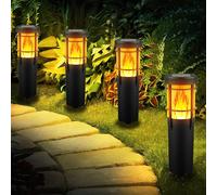Lot de 4 torches solaires, effet flamme RGBW, indice de protection IP65, pour jardin et terrasse
