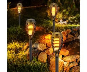Lot de 4 torches solaires LED jardin éclairage décoratif extérieur patio lampes enfichables noir V-Tac 8689