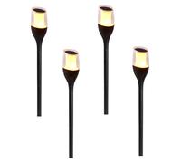 Lot de 4 torches solaires LED, lumière blanche chaude, effet flamme, 64,5 cm