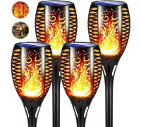 Lot de 4 torches solaires - Torches automatiques, étanches, pour l'extérieur, le jardin et la pelouse.