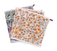 Lot de 4 Torchons de Cuisine avec Boucle de Suspension Super Absorbants | Torchons de Cuisine Double Face en 100 % Coton avec Motif Floral 40 x 38 cm, pour Cuisine, Salle de Bain, Visage
