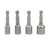 Lot de 4 tourne-écrous magnétiques en chrome vanadium 6 mm, 8 mm, 10 mm, 13 mm, tige hexagonale 6,35 mm pour tournevis électrique bricolage