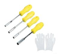 Lot de 4 tournevis hexagonaux en acier au chrome vanadium | Ensemble de 4 clés à douilles jaunes et argentées pour m6 pour m7 m8 pour tournevis m10 kit d'entretien mécanique
