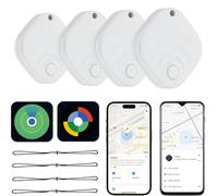 Lot de 4 Traceur Tag Android & iOS, Compatible avec Apple Find My et Google Find Hub, Tracker GPS Android & iOS avec Batterie remplaçable, pour Portefeuilles/Valises/Clés/Bagages (4 Blanc)