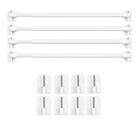 Lot de 4 Tringles à Rideau Extensibles Sans Perçage, Barres de Tension Réglables avec Crochets Adhésifs, Blanc