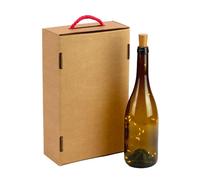 Lot de 4 trousses pour 2 bouteilles de vin Kraft « Christmas Animaux » | Boîte en carton avec poignée rouge et séparateur interne