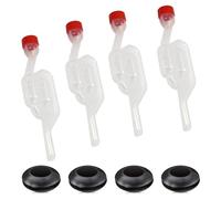 Lot de 4 tubes de fermentation pour fermentation - Avec bouchon, tuyau de fermentation Airlock Bubbler, 4 douilles noires - Pour ballon de vin, fermentation de jus pure, brassage de bière, vin