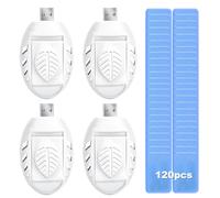 Lot de 4 tue-moustiques électriques portables USB avec 120 pastilles anti-moustiques, prise portable, tueur d'insectes électrique pour randonnée, extérieur, été, maison