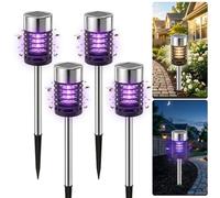 Lot de 4 tue-moustiques solaires d'extérieur étanches pour l'extérieur, piège à moustiques utilisé pour repousser les moucherons et les petits insectes volants, piège à mouches solaire d'extérieur