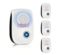 Lot de 4 Ultrason Souris et Rats, Répulsif Électronique à Ultrasons Branché contre les Moustiques et les Souris, Dispositif de Lutte contre les Nuisibles (Moustiques, Cafards, Araignées)