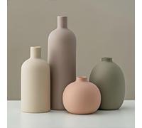 Lot de 4 vases en céramique,vases en céramique pour la décoration de la Maison,pour Herbe de Pampa et Fleurs séchées,bibliothèque,cheminée et décoration (Ensemble 4p Couleur Nuage Clair)