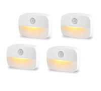 Lot de 4 veilleuses LED détecteur de mouvement - Alimentées par piles - Capteurs automatiques pour escalier/marche/arrêt - Toiletttes/couloir/placard/cuisine/chambre