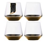 Lot de 4 verres à eau à fond doré 350 ml - gobelets en verre pour eau, jus et boissons du quotidien