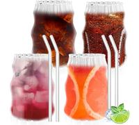 Lot de 4 Verres à Latte Macchiato 530 ml avec Pailles