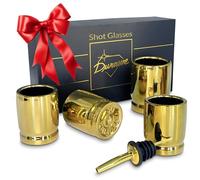 Lot de 4 verres à shot de calibre 50 en céramique avec bec verseur, verres à shot en forme de balle de 50 Cal - idéal pour homme - Coffret cadeau de luxe pour la fête des pères