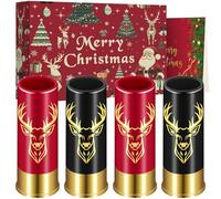 Lot de 4 Verres à Shot en Forme de Tête de Cerf avec Boîte Cadeau de Noël, Cadeaux de Fête de Mariage, Noël, Halloween, Cadeaux de Chasse au Cerf, Petites Tasses à Shot, Plastique, Noir et Rouge