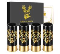 Lot de 4 Verres à Shot, Tête de Cerf Inclinée, 45ml, Tasses à Shot, Noir | Verres à Shot en Plastique, Cadeaux de Chasse au Cerf, 12GA, avec Boîte Cadeau, Cadeaux de Fête de Mariage, Fête des Pères