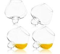 Lot de 4 verres à vin sans pied de 235 ml, petits verres à whisky rotatifs, design géométrique inclinable pour club, bar, karaoké, maison, fête