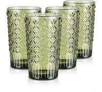 Lot de 4 Verres Highball Colorés - Motif Carreaux Vintage