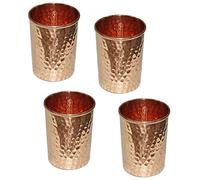 Lot de 4 verres martelés en cuivre pur pour la guérison des produits ayurvédiques, hauteur 9,5 cm, capacité 350 ml