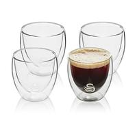 Lot de 4 Verres Thermique à Café en Verre Borosilicate à Double Paroi de 100ml SWAN SWKA54010N Transparent